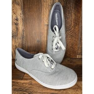 Grasshoppers Memory Foam Sneakers Women's Size 7 Gray Stripe Casual Shoes EUC